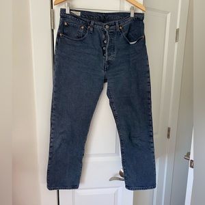Levi’s 501 High Waist Crop Straight Jeans (Deep Dark) Size 30